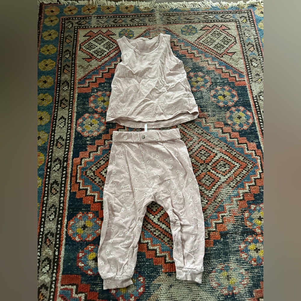 Rylee + Cru light purple floral tank / pants set for toddler, 18-24 months